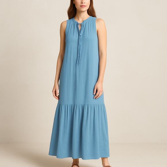 Prologue Dresses & Skirts - Women’s Sleeveless Maxi Dress Blue Sz S Tiered Boho Coastal Cruise Resortwear